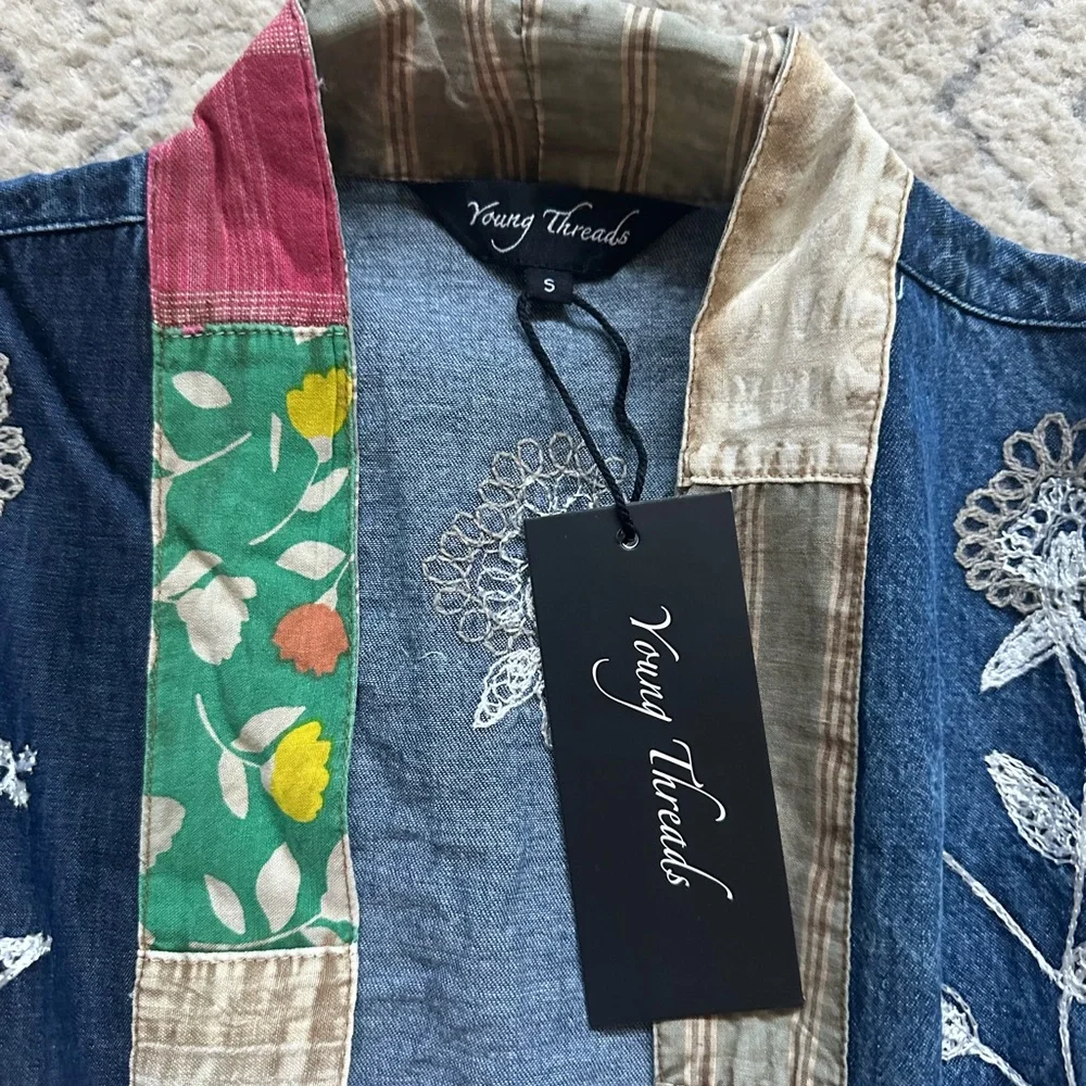 NWT- Young Threads  Patchwork Kimono Jacket - Multicolor - Picture 5 of 7